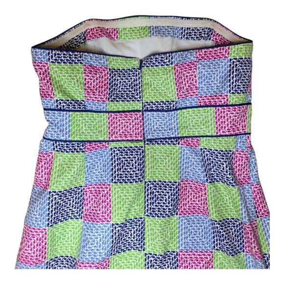 VINEYARD VINES Whale Patchwork Print Aurora Strapless Dress - Size 6 - Picture 5 of 7